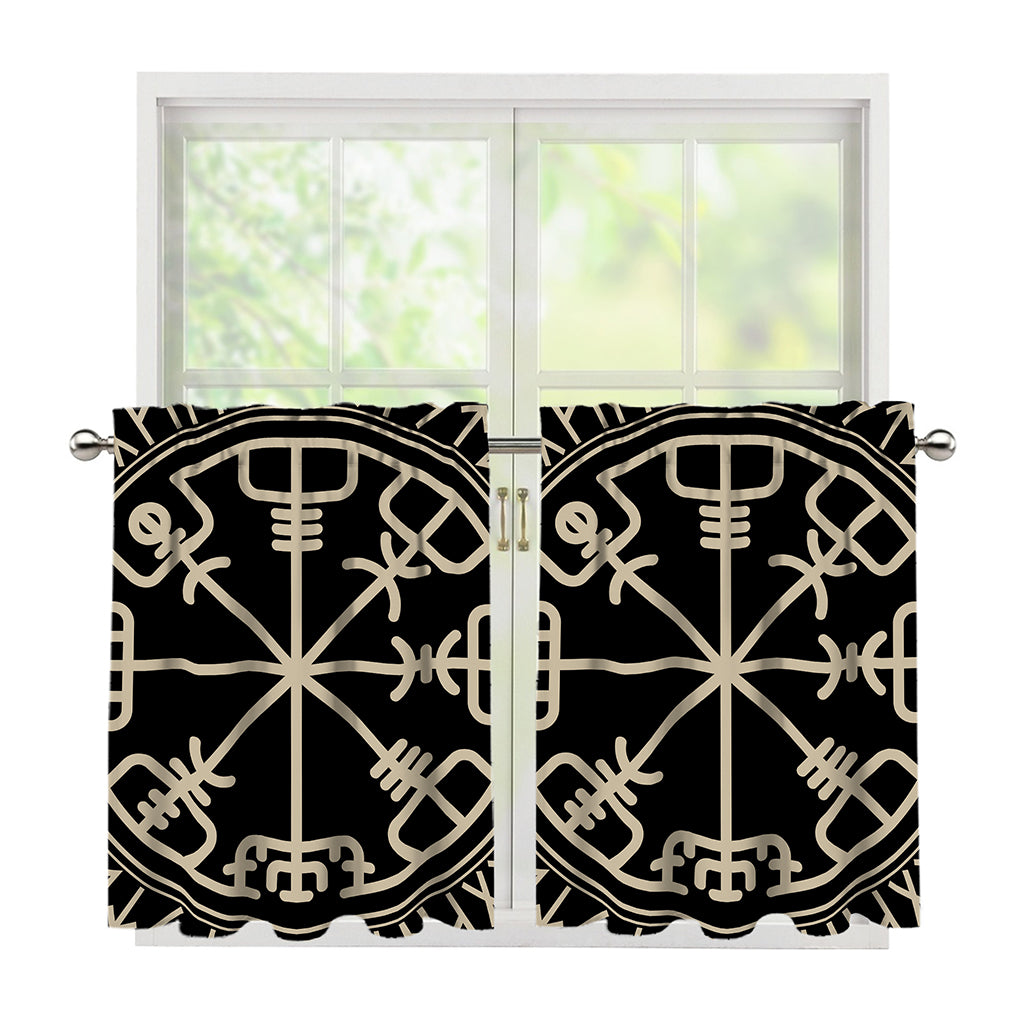 Viking Vegvisir Print Tier Curtains
