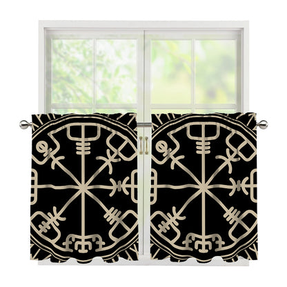 Viking Vegvisir Print Tier Curtains