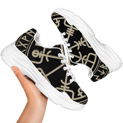 Viking Vegvisir Print White Chunky Shoes