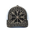 Viking Vegvisir Print White Mesh Trucker Hat