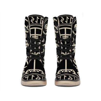 Viking Vegvisir Print Winter Boots