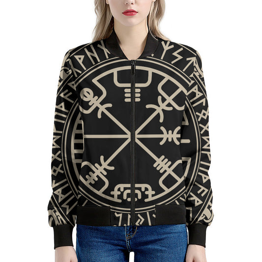 Viking Vegvisir Print Women's Bomber Jacket