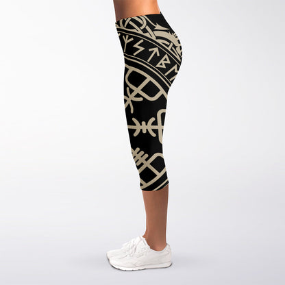 Viking Vegvisir Print Women's Capri Leggings