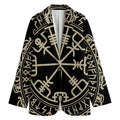 Viking Vegvisir Print Women's Cotton Blazer