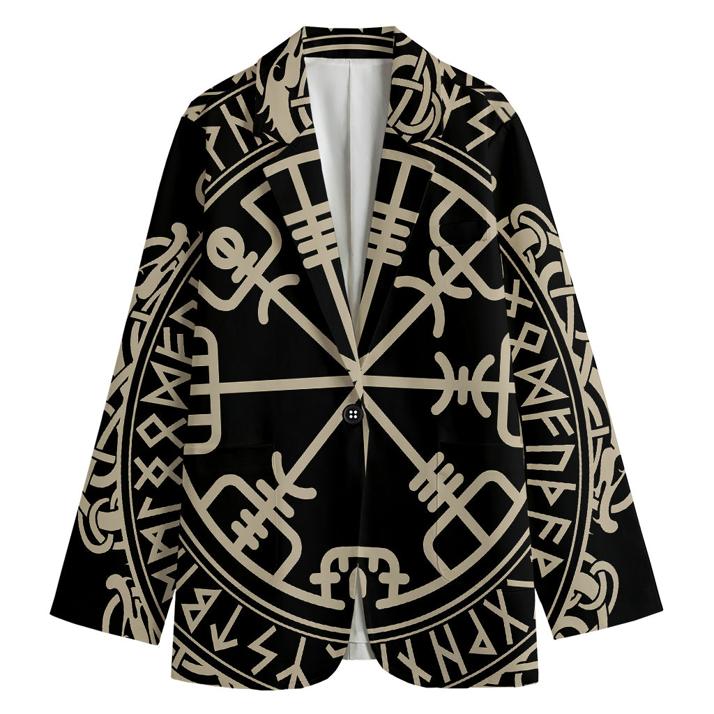 Viking Vegvisir Print Women's Cotton Blazer