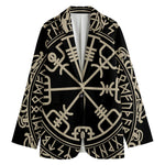 Viking Vegvisir Print Women's Cotton Blazer