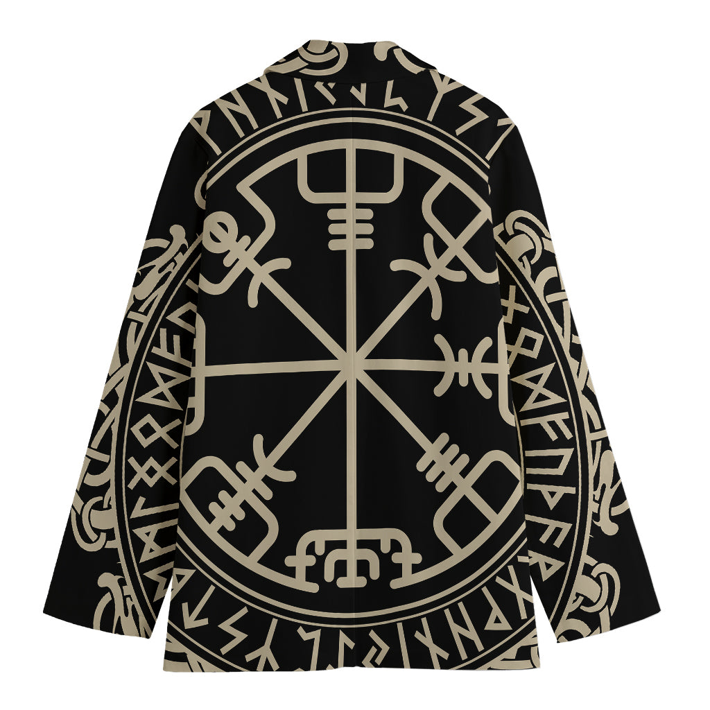 Viking Vegvisir Print Women's Cotton Blazer