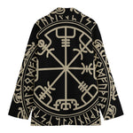 Viking Vegvisir Print Women's Cotton Blazer