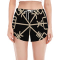 Viking Vegvisir Print Women's Split Running Shorts