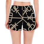 Viking Vegvisir Print Women's Split Running Shorts