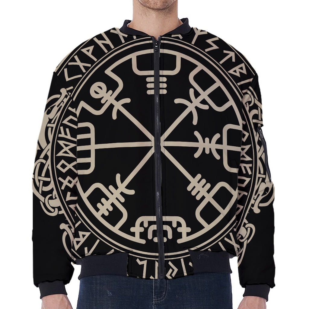 Viking Vegvisir Print Zip Sleeve Bomber Jacket