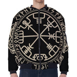 Viking Vegvisir Print Zip Sleeve Bomber Jacket