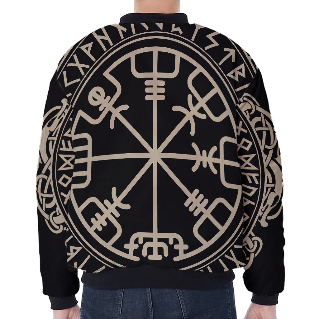 Viking Vegvisir Print Zip Sleeve Bomber Jacket
