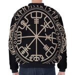 Viking Vegvisir Print Zip Sleeve Bomber Jacket