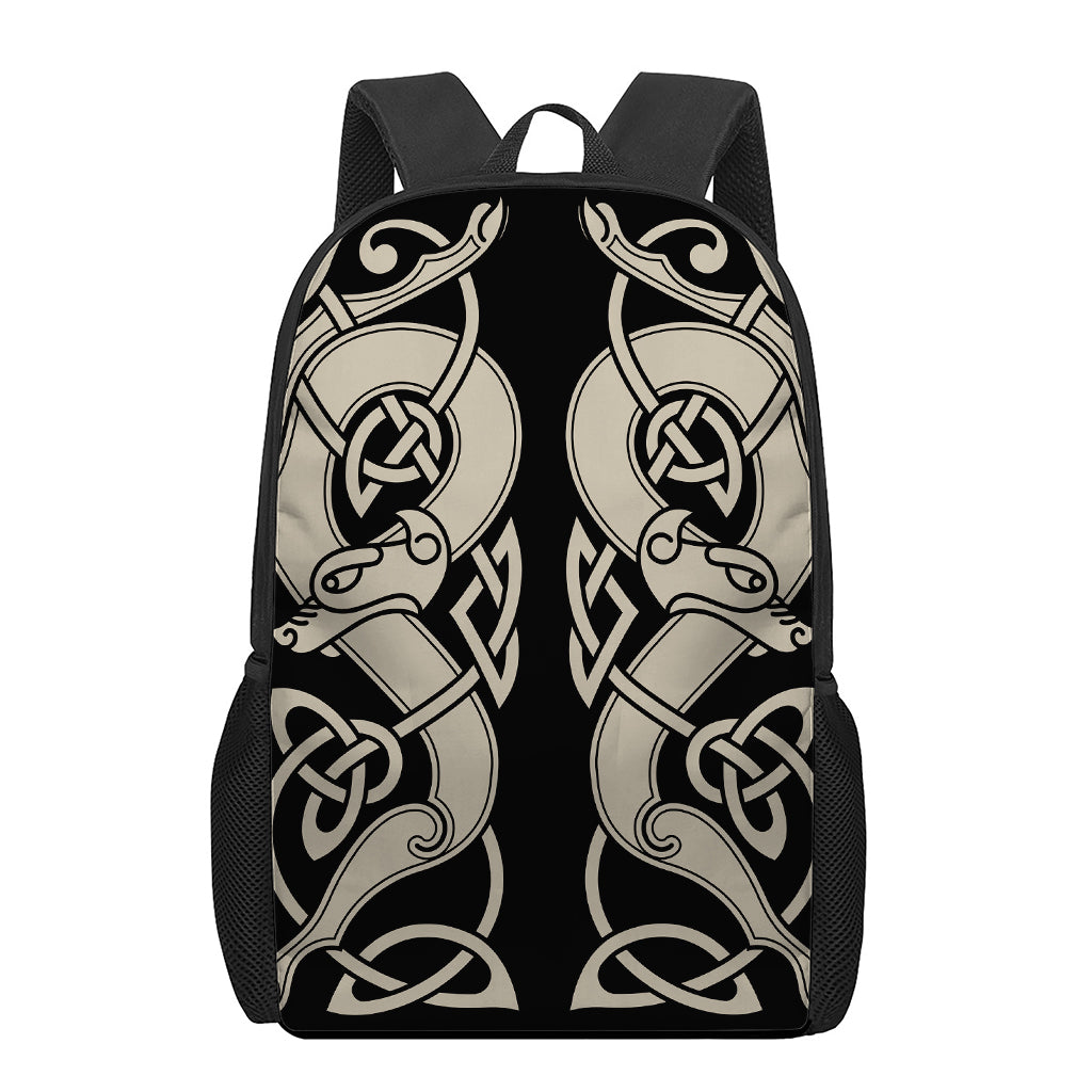 Viking Wolves Symbol Print 17 Inch Backpack