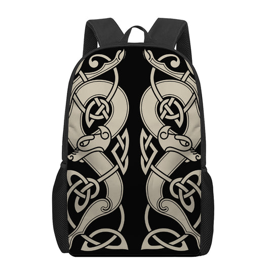Viking Wolves Symbol Print 17 Inch Backpack