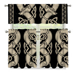 Viking Wolves Symbol Print 3 Piece Kitchen Curtains