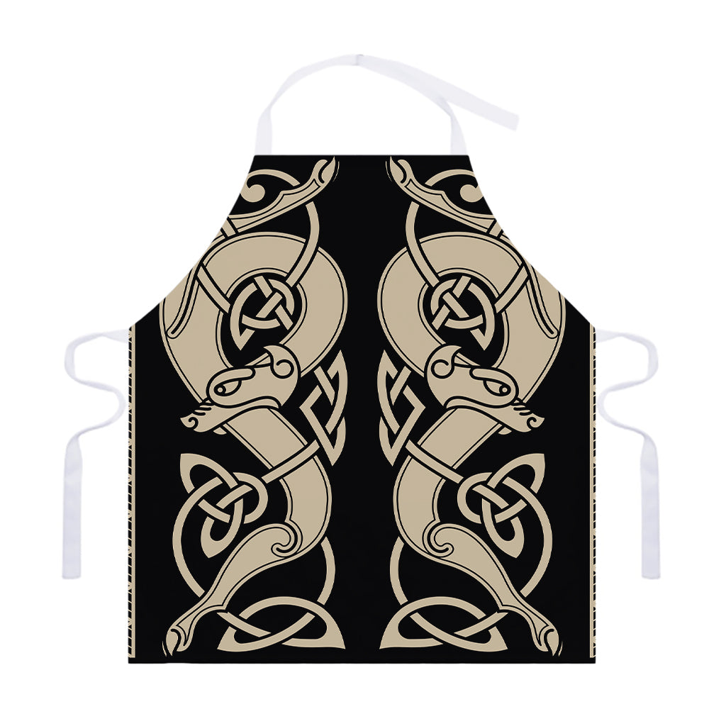 Viking Wolves Symbol Print Adjustable Apron