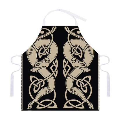 Viking Wolves Symbol Print Adjustable Apron