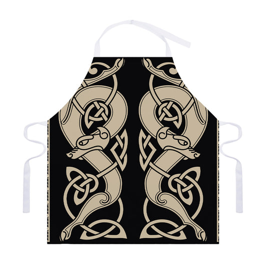 Viking Wolves Symbol Print Adjustable Apron