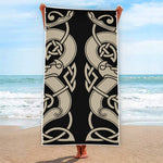 Viking Wolves Symbol Print Beach Towel