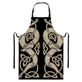 Viking Wolves Symbol Print Bib Apron With Pocket