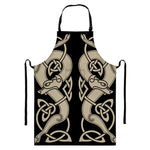 Viking Wolves Symbol Print Bib Apron With Pocket