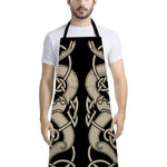 Viking Wolves Symbol Print Bib Apron With Pocket