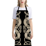 Viking Wolves Symbol Print Bib Apron With Pocket