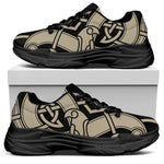 Viking Wolves Symbol Print Black Chunky Shoes