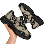 Viking Wolves Symbol Print Black Chunky Shoes