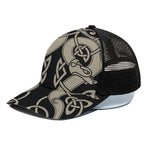 Viking Wolves Symbol Print Black Mesh Trucker Cap