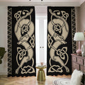 Viking Wolves Symbol Print Dimout Pencil Pleat Curtains