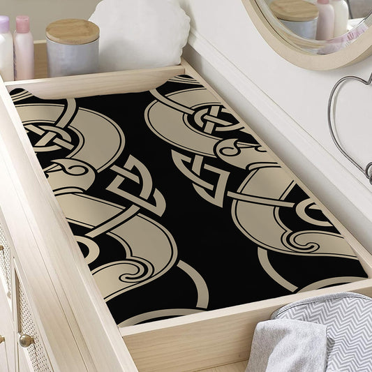Viking Wolves Symbol Print Changing Pad Cover