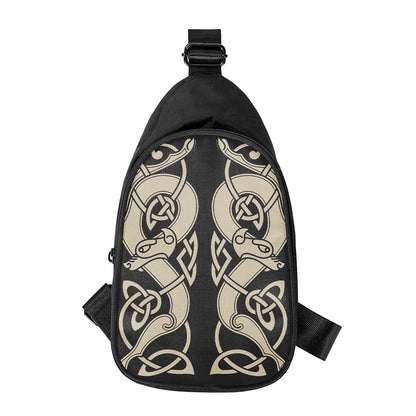 Viking Wolves Symbol Print Chest Bag