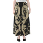 Viking Wolves Symbol Print Chiffon Maxi Skirt