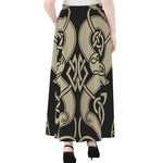 Viking Wolves Symbol Print Chiffon Maxi Skirt