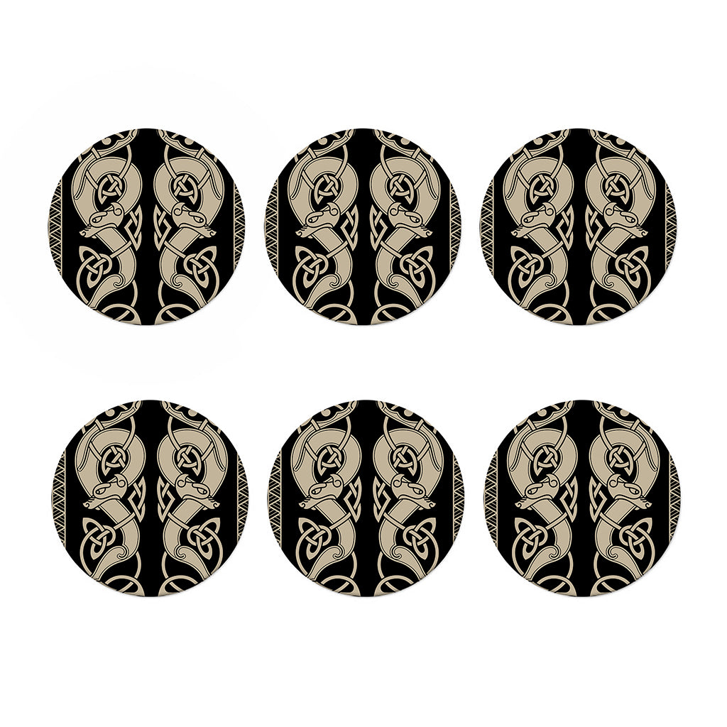 Viking Wolves Symbol Print Coaster Set