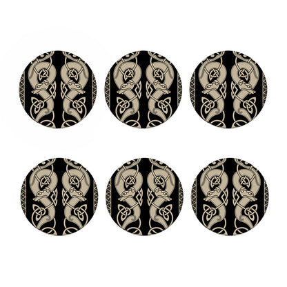 Viking Wolves Symbol Print Coaster Set