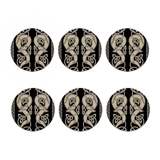 Viking Wolves Symbol Print Coaster Set