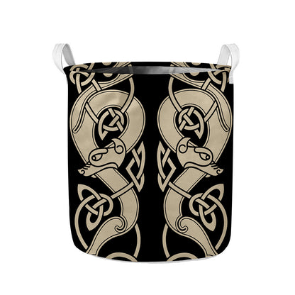 Viking Wolves Symbol Print Collapsible Laundry Basket