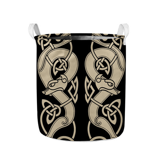 Viking Wolves Symbol Print Collapsible Laundry Basket
