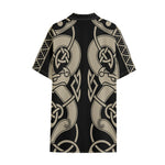 Viking Wolves Symbol Print Cotton Hawaiian Shirt