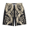 Viking Wolves Symbol Print Cotton Shorts