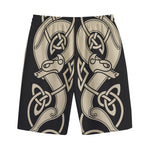 Viking Wolves Symbol Print Cotton Shorts