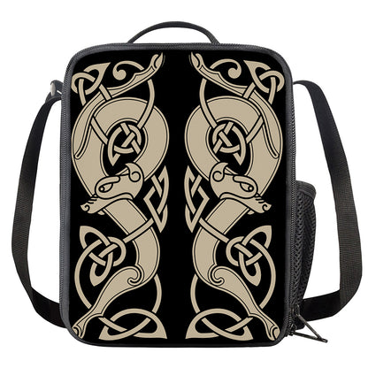 Viking Wolves Symbol Print Crossbody Lunch Bag