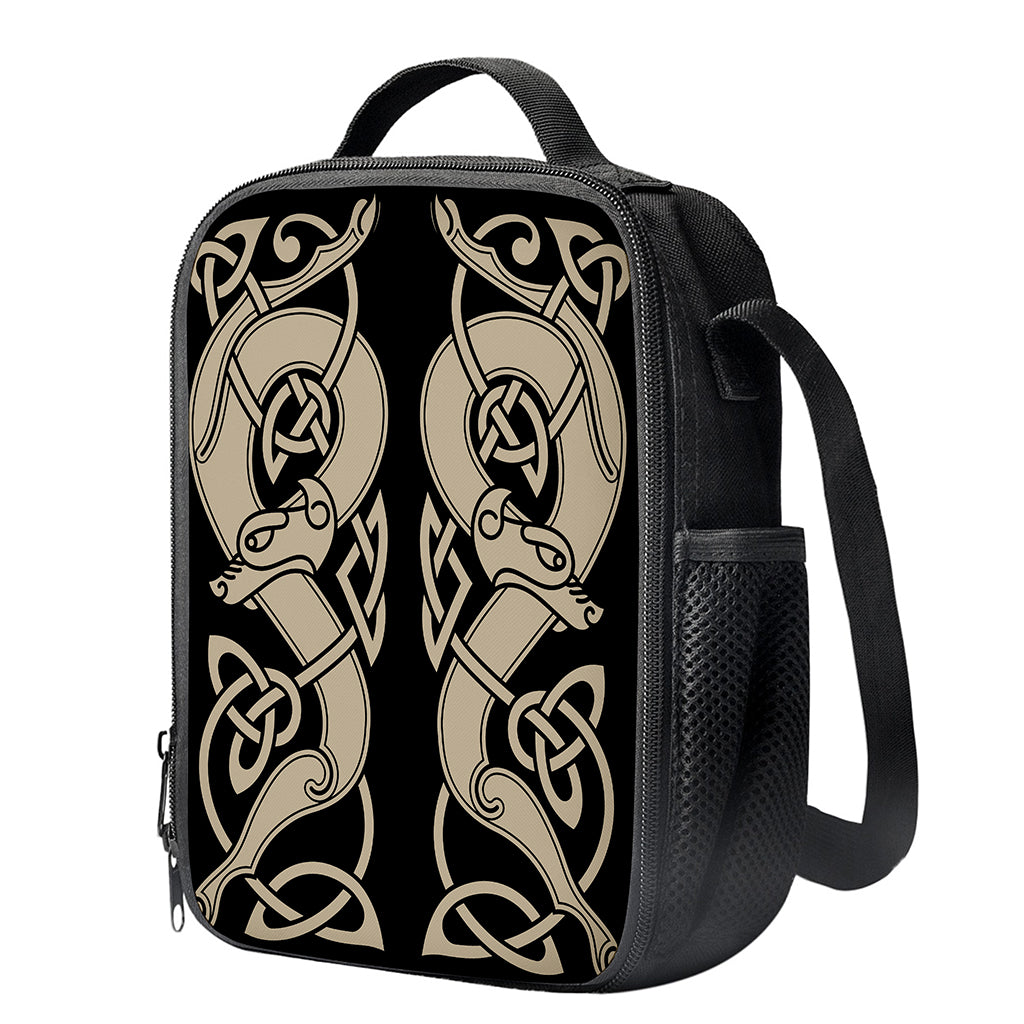 Viking Wolves Symbol Print Crossbody Lunch Bag
