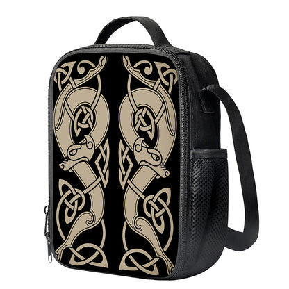 Viking Wolves Symbol Print Crossbody Lunch Bag