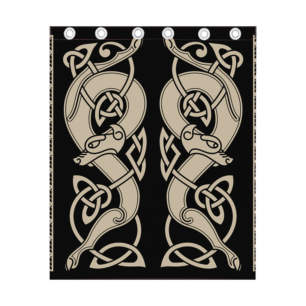 Viking Wolves Symbol Print Curtain
