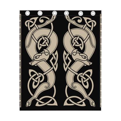 Viking Wolves Symbol Print Curtain